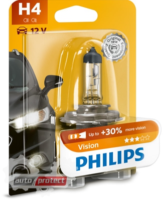  10 - Philips Vision H4 12V 60/55W  , 1 
