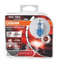  1 - Osram Night Breaker Laser H4 12V 60/55W  , 2 