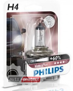 Philips VisionPlus H4 12V 60/55W Автолампа галоген, 1шт 1 Фото 2 - Philips VisionPlus H4 12V 60/55W Автолампа галоген, 1шт 1