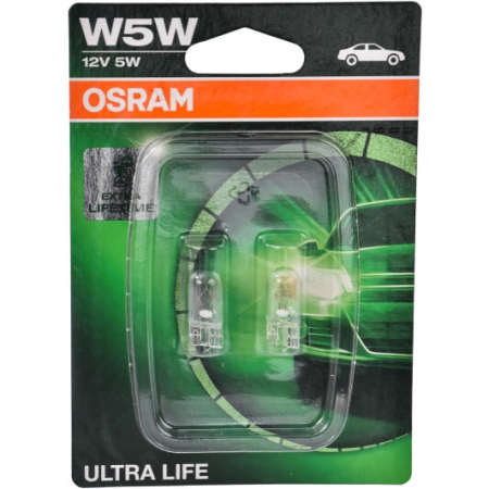 Фото 1 - Osram 2825 ULT Ultra Life W5W 12V 5W W2.1x9.5d Автолампа фонаря указателя поворота 
