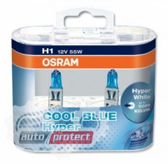 Osram Cool Blue Hyper 62150 H1 12V 55W Автолампа галогенная, 2шт Фото 1 - Osram Cool Blue Hyper 62150 H1 12V 55W Автолампа галогенная, 2шт