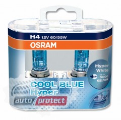  1 - Osram Cool Blue Hyper H4 12V 60/55W  , 2 