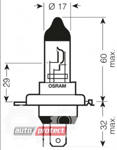  2 - Osram Super Bright H4 12V 100/90W  , 1 