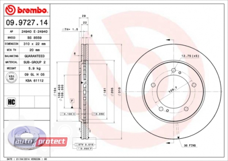 ���� 2 - Brembo 09.9727.14 ��������� ���� 